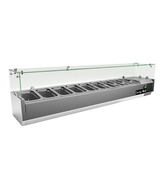 Chef Line Opzetkoelvitrine met glas Chef Line | 180cm breed | 33,5cm diep | 8x 1/4GN