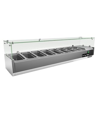 Chef Line Opzetkoelvitrine met glas Chef Line | 180cm breed | 39,5cm diep | 8x 1/3GN