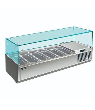 Saro Opzetkoelvitrine | Met glas | 6x 1/4GN | (H)43,5x(B)140x(D)33,5cm