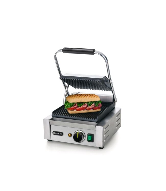 Contactgrill enkel | geribbeld | 1,8kW | (H)21x(B)42,6x(D)31