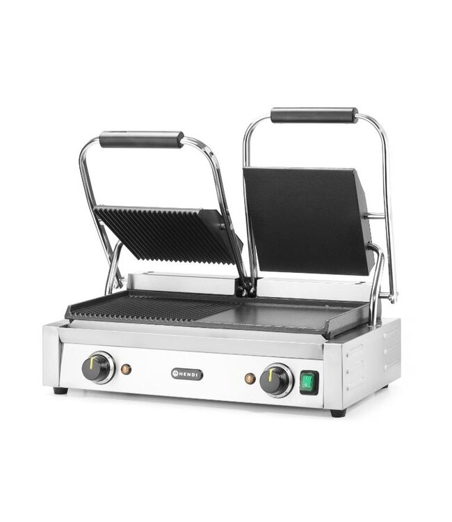 Contactgrill dubbel | links geribbeld rechts glad | 3,6kW | (H)21x(B)57x(D)43