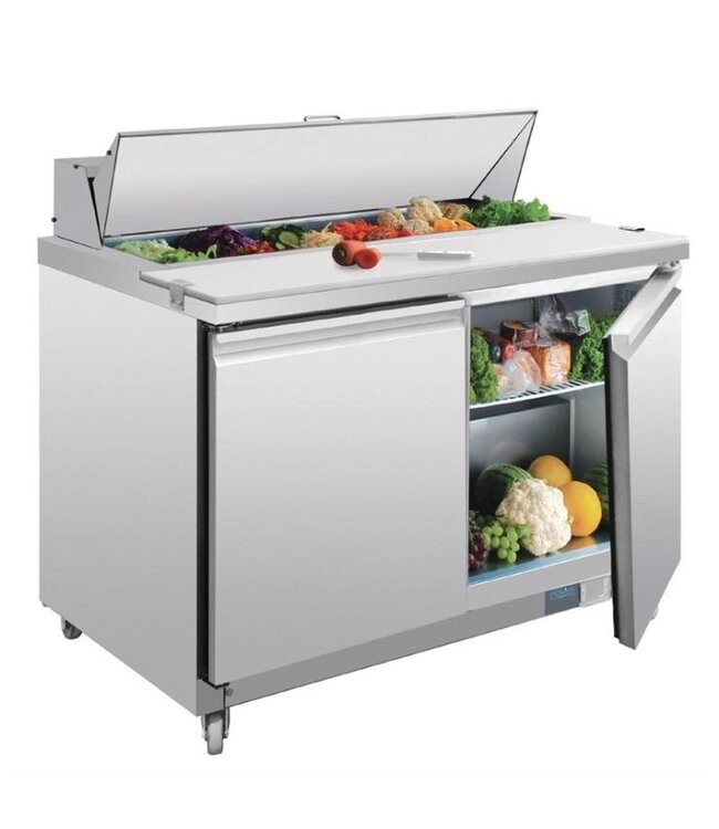 Saladette RVS | 2 deurs | boven 12x 1/6GN | (H)109,7x(B)122,5x(D)76