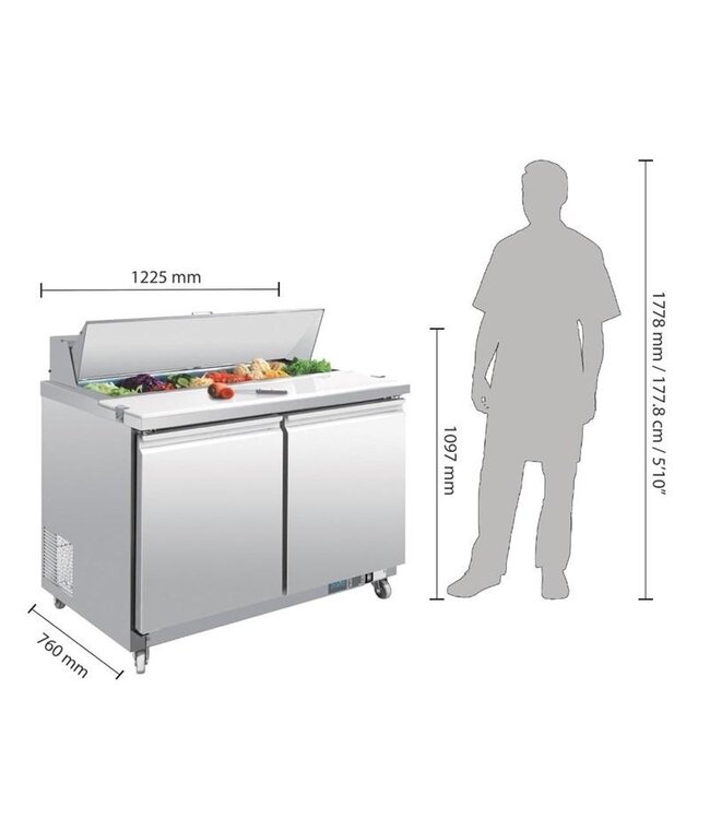 Saladette RVS | 2 deurs | boven 12x 1/6GN | (H)109,7x(B)122,5x(D)76