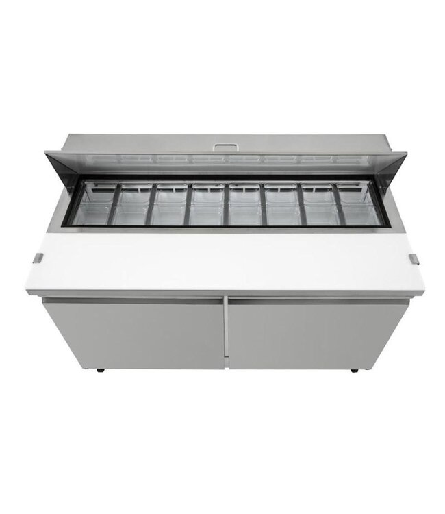 Saladette RVS | 2 deurs | boven 16x 1/6GN | (H)109,7x(B)155,5x(D)76