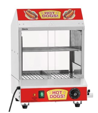 Bartscher Hotdogstomer WB1001 met vitrine | Tot 9,2 liter | Voor worsten & broodjes