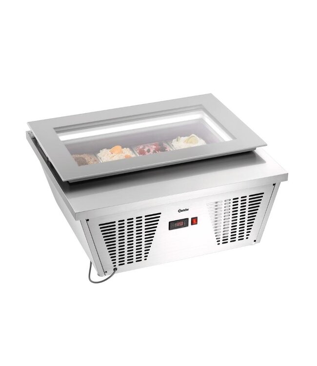 Schepijsvitrine 4x6,5L-F | Tafelmodel | Zilver | (H)37,7x(B)86,7x(D)73,5cm