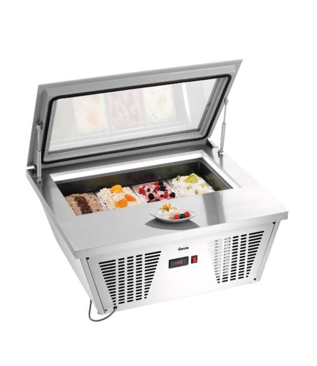 Schepijsvitrine 4x6,5L-F | Tafelmodel | Zilver | (H)37,7x(B)86,7x(D)73,5cm