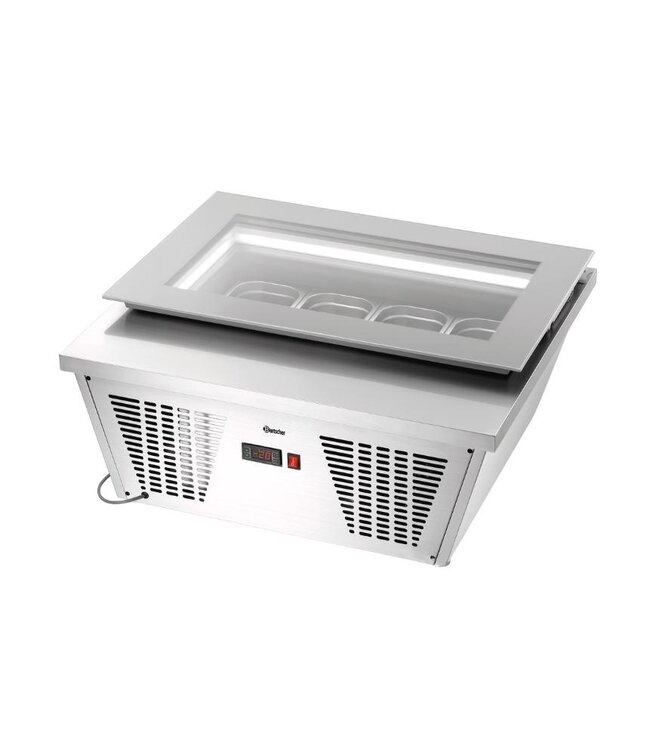 Schepijsvitrine 4x6,5L-F | Tafelmodel | Zilver | (H)37,7x(B)86,7x(D)73,5cm