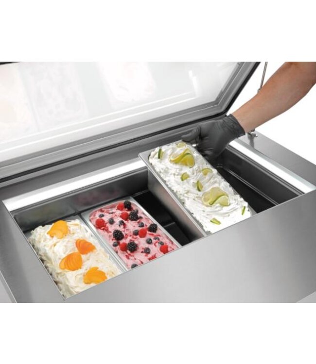 Schepijsvitrine 4x6,5L-F | Tafelmodel | Zilver | (H)37,7x(B)86,7x(D)73,5cm