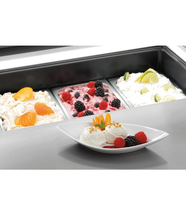 Schepijsvitrine 4x6,5L-F | Tafelmodel | Zilver | (H)37,7x(B)86,7x(D)73,5cm