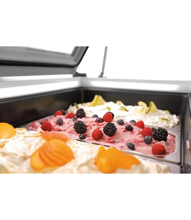 Schepijsvitrine 4x6,5L-F | Tafelmodel | Zilver | (H)37,7x(B)86,7x(D)73,5cm