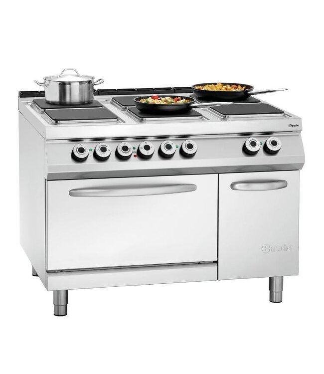 Elektrisch fornuis Bartscher 900 master - 6 platen - met 2/1GN oven en kast