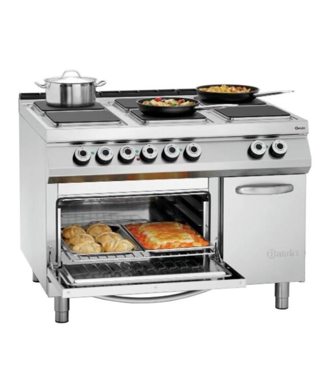 Elektrisch fornuis Bartscher 900 master - 6 platen - met 2/1GN oven en kast