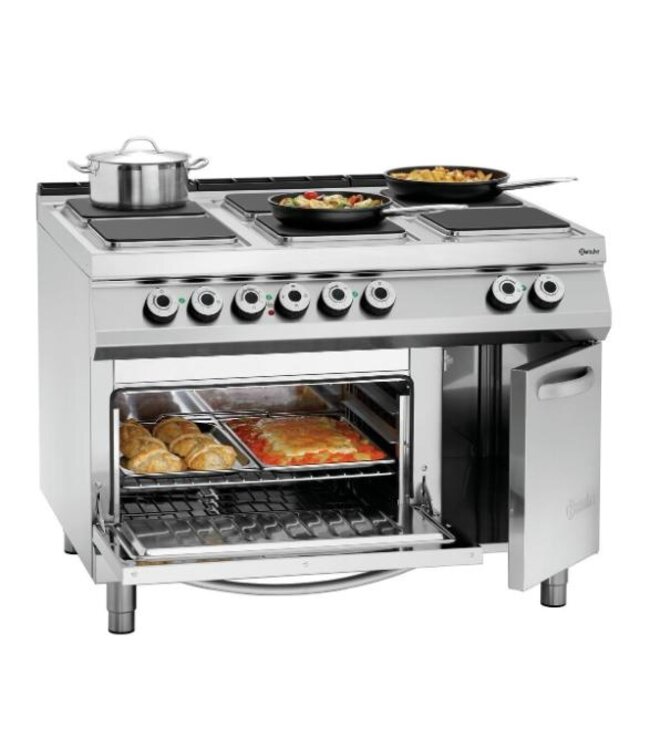 Elektrisch fornuis Bartscher 900 master - 6 platen - met 2/1GN oven en kast