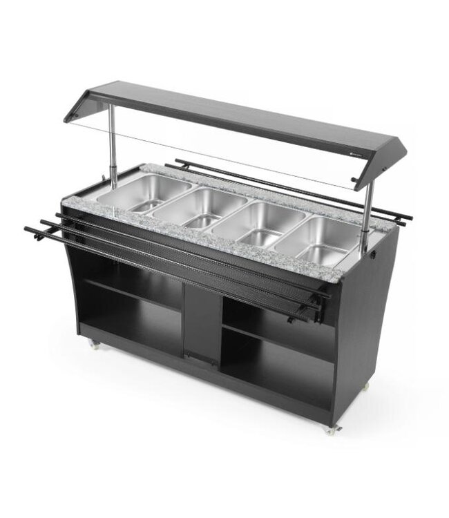 Verwarmde bain-marie buffetwagen | 4x 1/1GN - 150mm diep