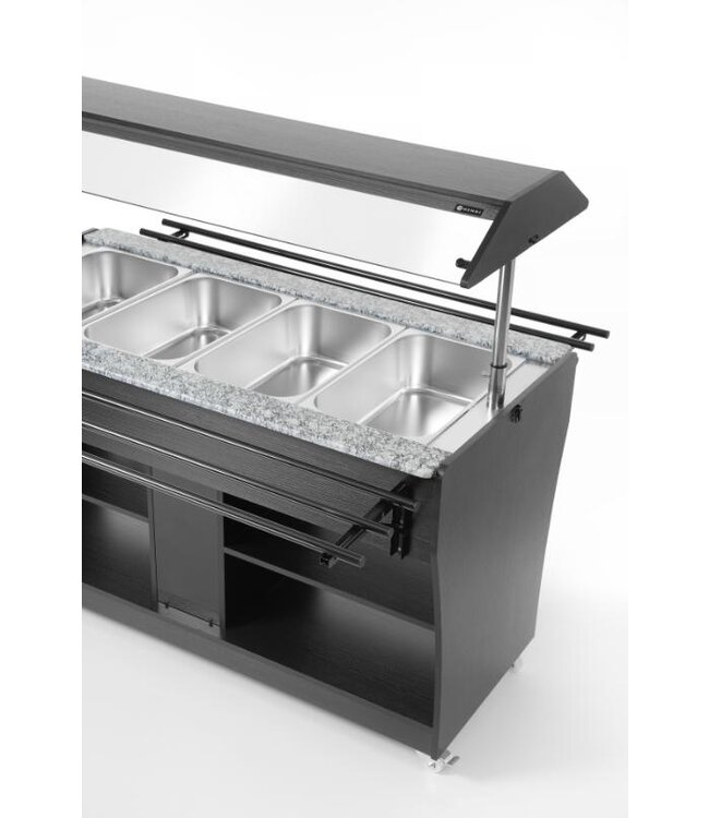 Verwarmde bain-marie buffetwagen | 4x 1/1GN - 150mm diep