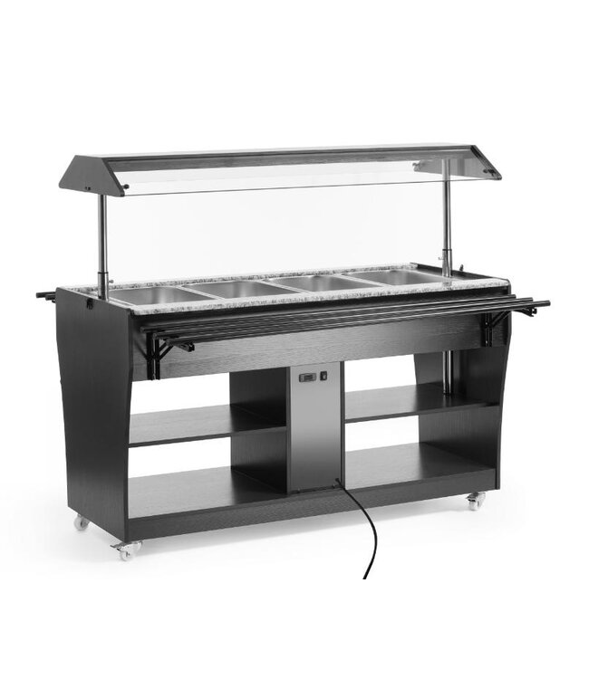 Verwarmde bain-marie buffetwagen | 4x 1/1GN - 150mm diep