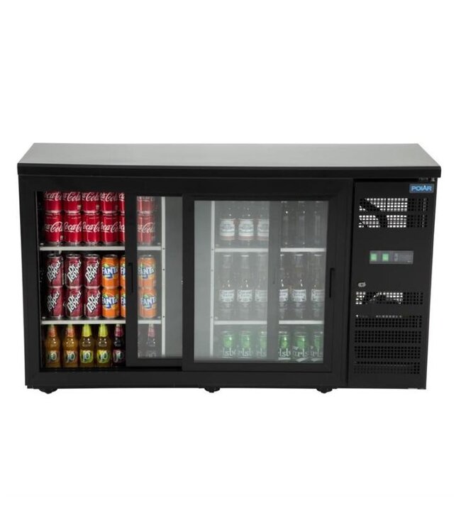 Barkoelkast geforceerde koeling | 2 schuifdeuren | zwart staal | (H)86x(B)146,2x(D)51,3