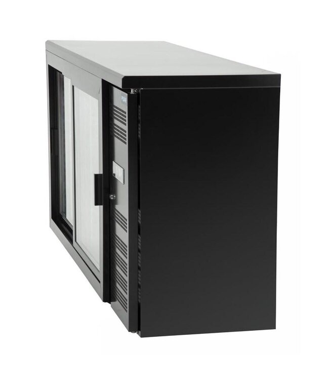 Barkoelkast geforceerde koeling | 2 schuifdeuren | zwart staal | (H)86x(B)146,2x(D)51,3