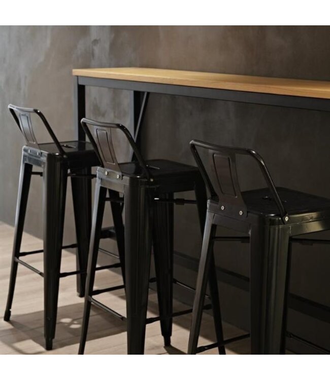 Barkruk Bolero Bistro met rugleuning | Zwart | 4 Stuks