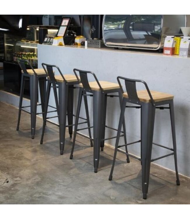 Hoge barstoel Bolero Bistro | Grijs | 4 Stuks