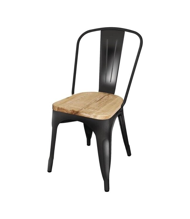 Terrasstoel Bolero Bistro | Staal/Hout | Zwart | 4 Stuks