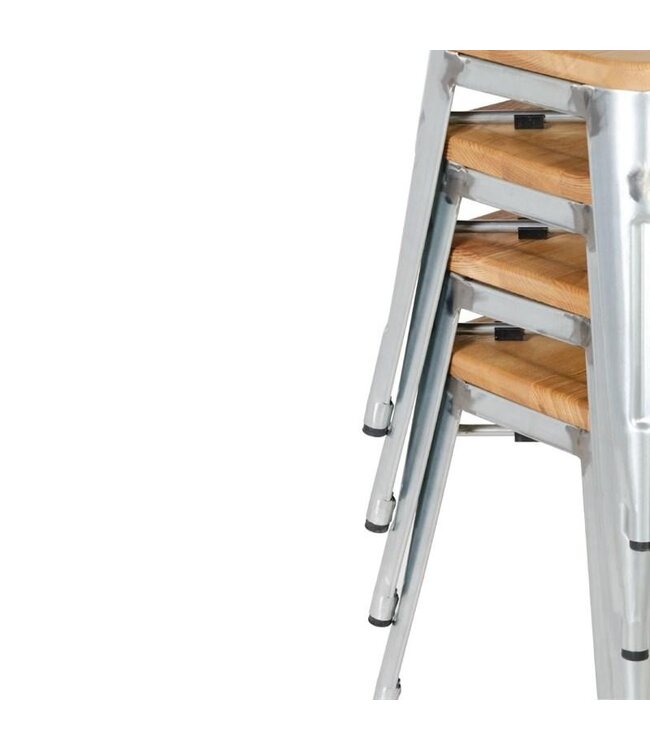 Lage barkruk Bolero Bistro | Staal/Hout | 4 Stuks