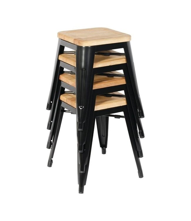 Lage barkruk Bolero Bistro | Zwart/Hout | 4 Stuks