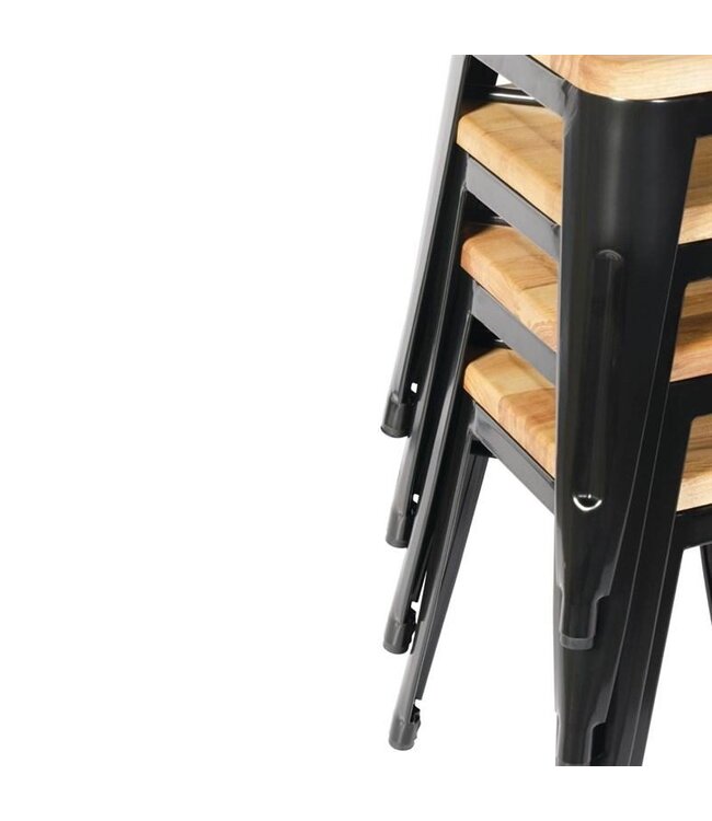 Lage barkruk Bolero Bistro | Zwart/Hout | 4 Stuks