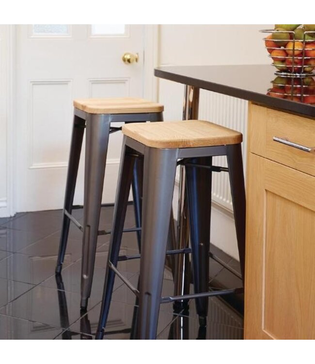 Barkruk Bolero Bistro | Grijs/Hout | 4 Stuks