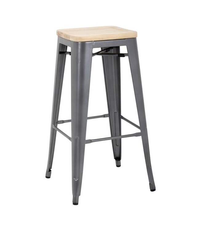 Barkruk Bolero Bistro | Grijs/Hout | 4 Stuks