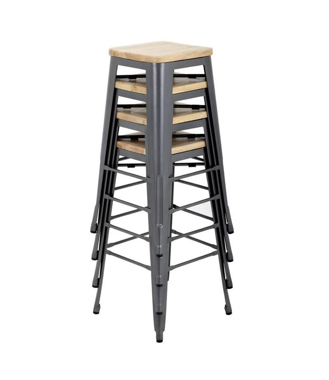 Barkruk Bolero Bistro | Grijs/Hout | 4 Stuks