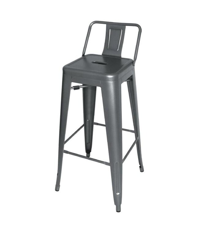 Barkruk Bolero Bistro met rugleuning | Grijs | 4 Stuks