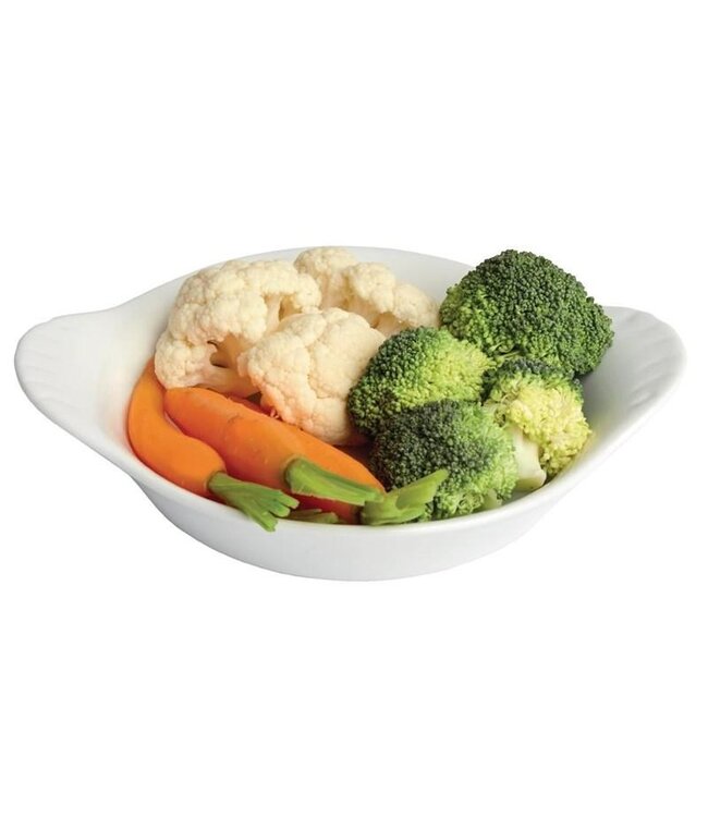 Ronde gratineerschaal met oren porselein | Per 6 stuks | 19x15cm