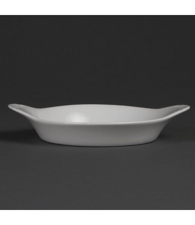 Ronde gratineerschaal met oren porselein | Per 6 stuks | 19x15cm