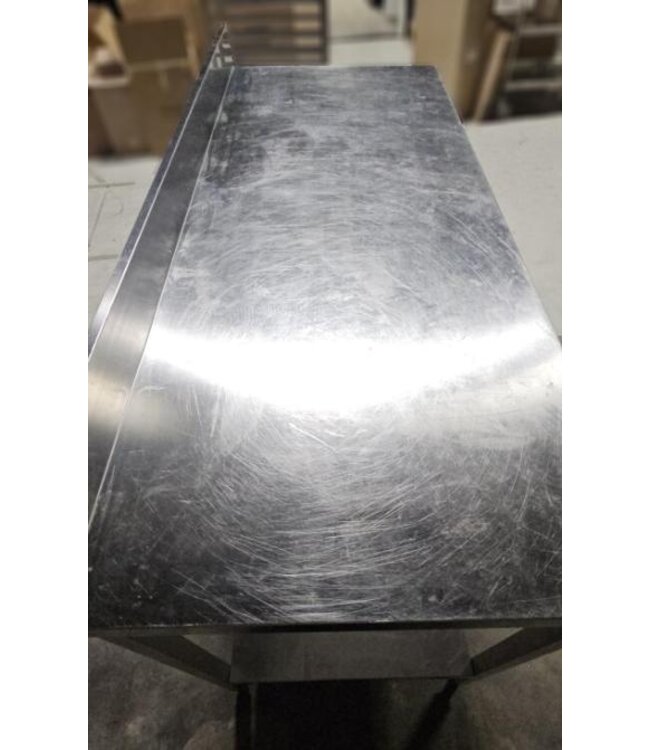 Occasion: RVS Werktafel met bodemschap en achteropstand | 170cm breed | 70cm diep