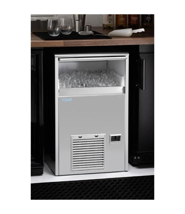 IJsblokjesmachine Polar | Holle ijsblokjes | 47kg/24uur | Vaste wateraansluiting | 28kg bunker
