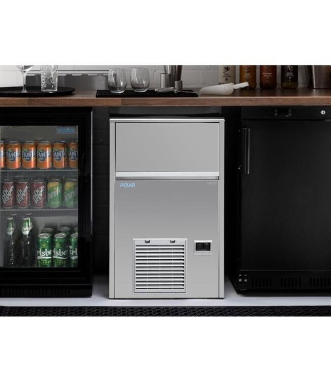 IJsblokjesmachine Polar | Holle ijsblokjes | 47kg/24uur | Vaste wateraansluiting | 28kg bunker