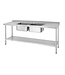 Vogue RVS Spoeltafel met 2 spoelbakken | Met bodemschap en achteropstand | Flat-pack | (B)210x(D)60x(H)90cm