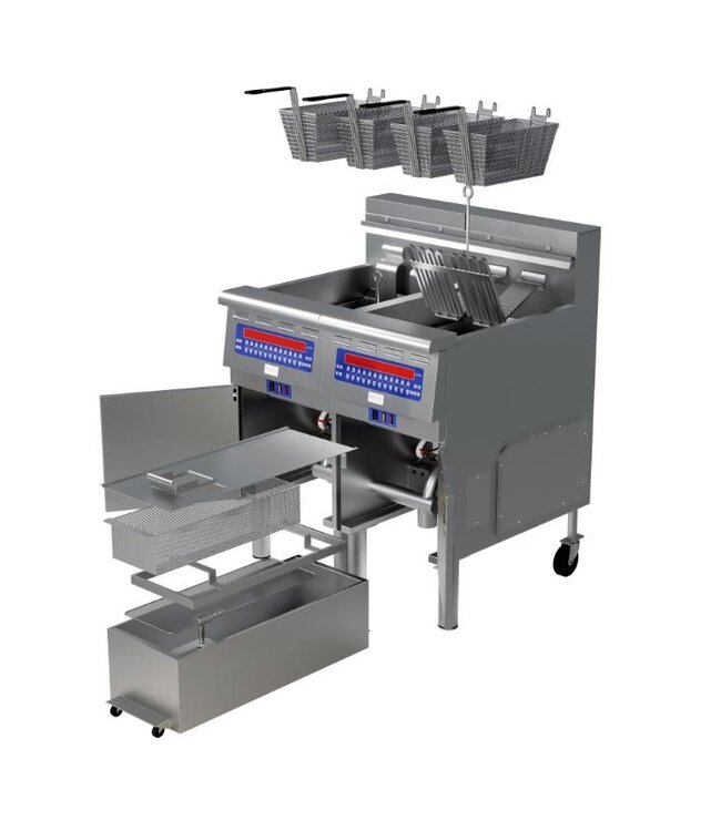 Automatische oliefilter friteuse | 2x30L | 2x14kW | (B)868x(D)797x(H)1143mm