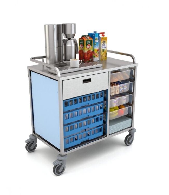 A-Care Roomservice trolley serveerwagen | Met onderkast | 5x 1/1GN + 4x 50x50 vaatwaskorven
