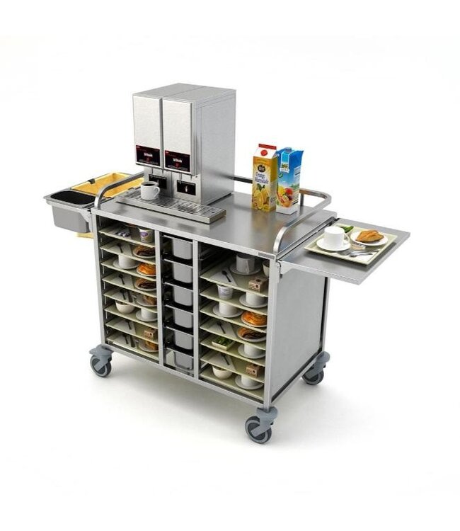 B-Care Roomservice trolley serveerwagen | Met onderkast | 16x 1/1GN + 6x 1/6GN