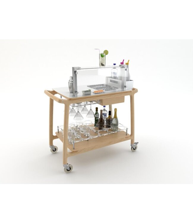 Cocktail serveerwagen Arianna Bar | 2x 1/3GN | Met flessenhouder | Hout