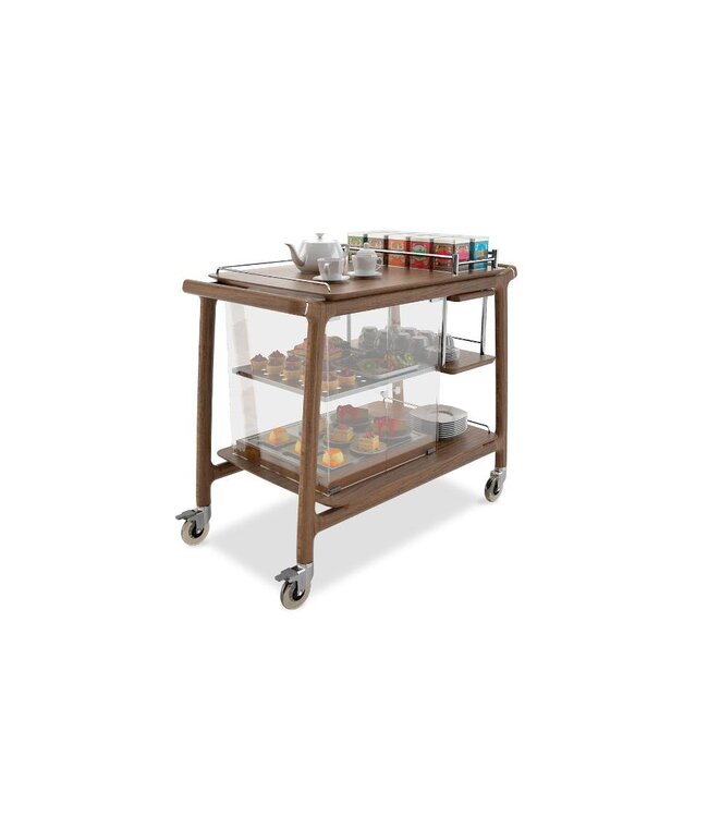 Serveerwagen Arianna Tea | Met gebaksvitrine | Massief hout | Diverse opties
