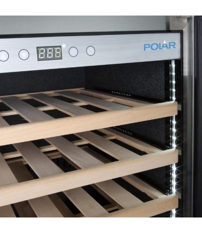 Wijnklimaatkast Polar | Enkele zone | +5 tot +18 graden | 47 flessen | (H)82x(B)59,5x(D)62,5cm