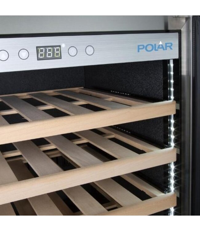 Wijnklimaatkast Polar | Dubbele zone | +5 tot +20 graden | 109 flessen | (H)157,5x(B)59,5x(D)68,5cm