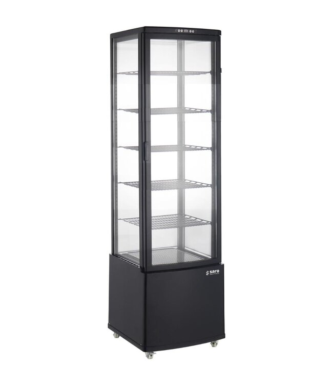 Hoge koelvitrine Leo | 270 Liter | Verrijdbaar | Zwart