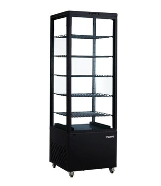 Saro Hoge koelvitrine Lenn | 500 Liter | Verrijdbaar | Zwart