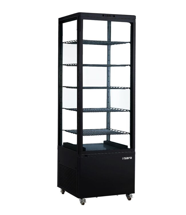Hoge koelvitrine Lenn | 500 Liter | Verrijdbaar | Zwart