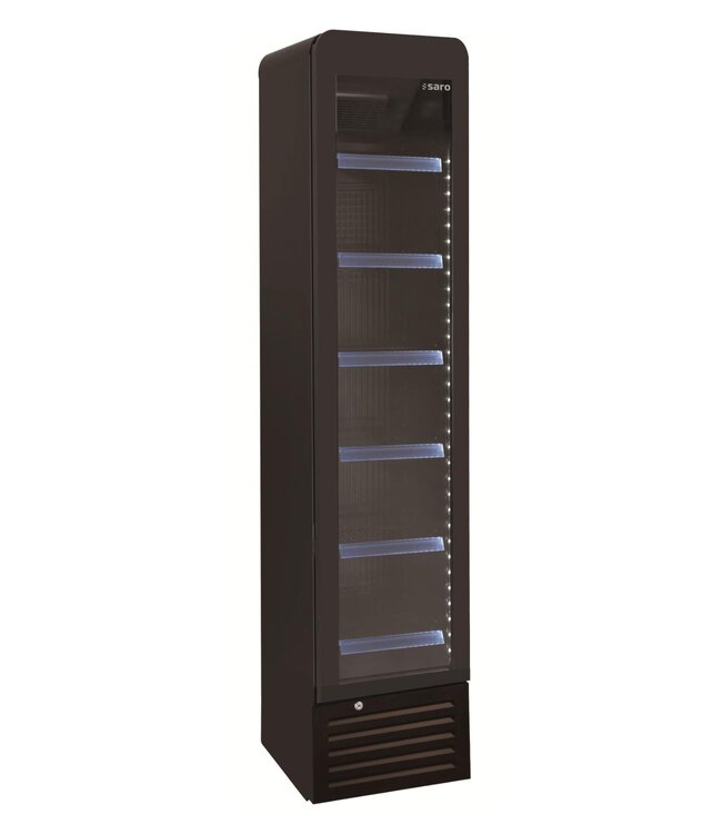 Flessenkoelkast Slim DK 134 PRO ROUND | Met glazen deur | 150L | Zwart | (H)179x(B)40,3x(D)43,9cm